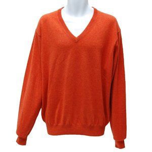 NWT Reserve Patrick James Men's 100% Cashmere V- Neck Sweater, Rust, XL
